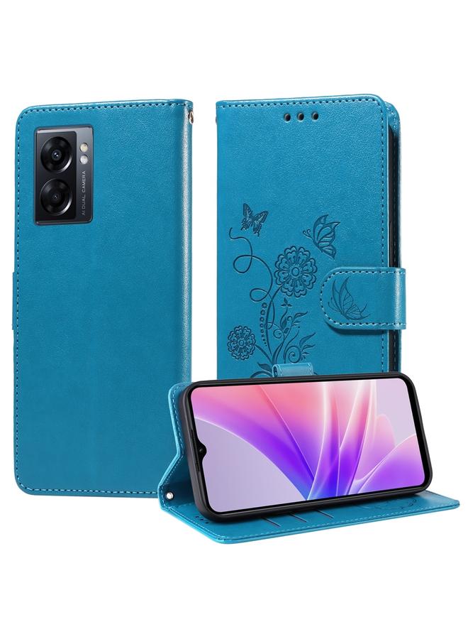 S-TOP Case For OPPO A77 4G / 5G / A77s 4G Global Embossed Butterfly Flowers Leather Phone Case - Image 1