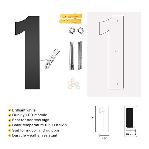 LUXYARD Backlit LED House Numbers 7", Stainless Steel Hand-Polished for House Address Signs, Modern House Numbers 7 Inch,Low-Voltage, Waterproof Corrosion Resistant (7 Inch Black 1) - Image 2