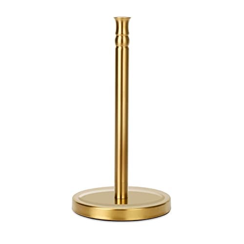 Siwil Gold Paper Towel Holder Stand OneHanded Ripping Paper Towel Roll Holder Countertop Stainless Steel Base RustProof NOT Tip Over