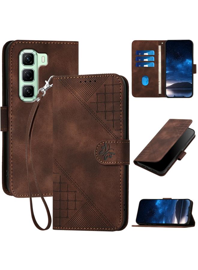 اس-توب جراب لهاتف Infinix Hot 50 4G مصنوع من الجلد بنقشة فراشة شبكية مع حبل تعليق - Image 1