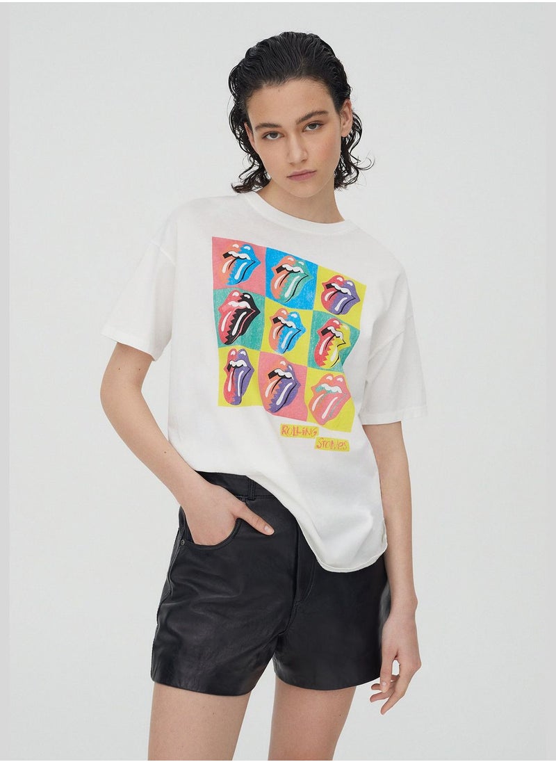 PULL&BEAR The Rolling Stones mosaic T-shirt - 100% ecologically grown cotton  - Image 1