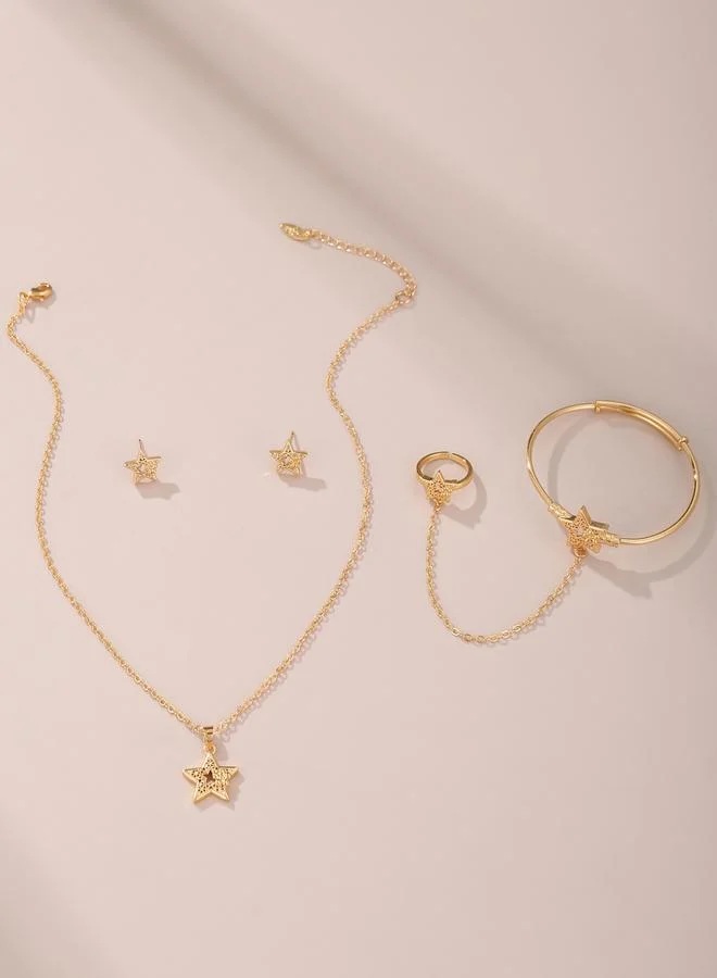 تايك تو مجموعة من قلادة وسوار وخاتم وأقراط بدلاية نجمة