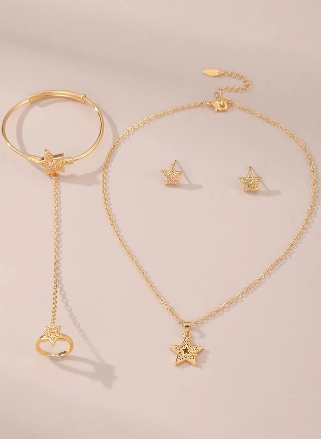 تايك تو مجموعة من قلادة وسوار وخاتم وأقراط بدلاية نجمة