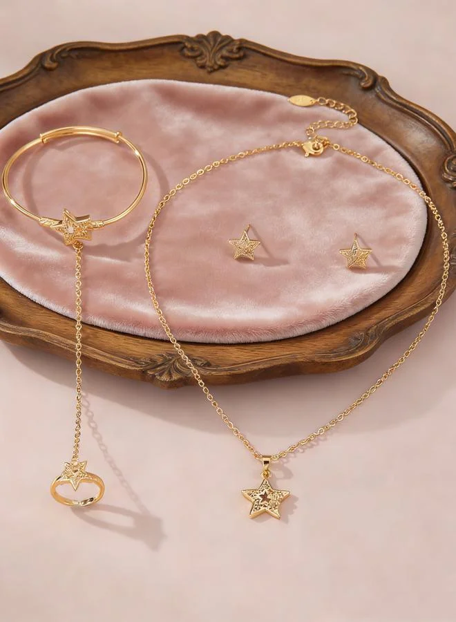 Take Two  Star Pendant Necklace and Bracelet with Ring and Earring Set for Women | Best Price UAE