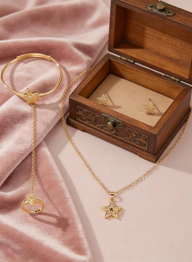 Take Two  Star Pendant Necklace and Bracelet with Ring and Earring Set for Women | Best Price UAE
