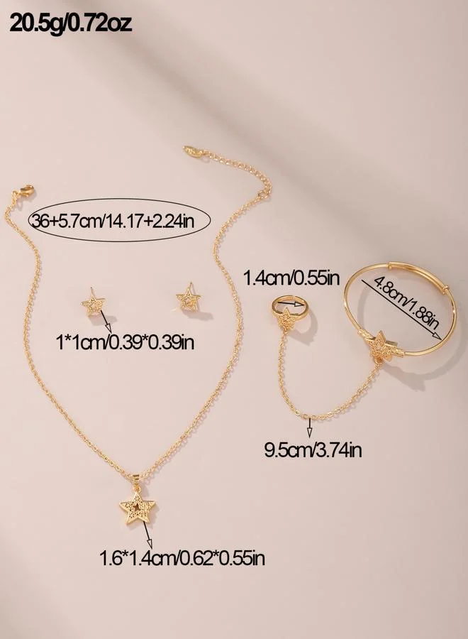 Take Two  Star Pendant Necklace and Bracelet with Ring and Earring Set for Women | Best Price UAE