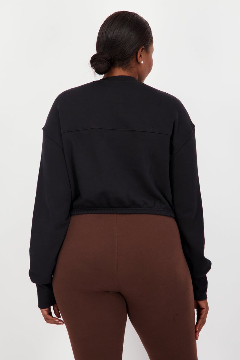 Reebok Women Plus Size V Neck Long Sleeve Outdoor Sweatshirt, Black - Image 4