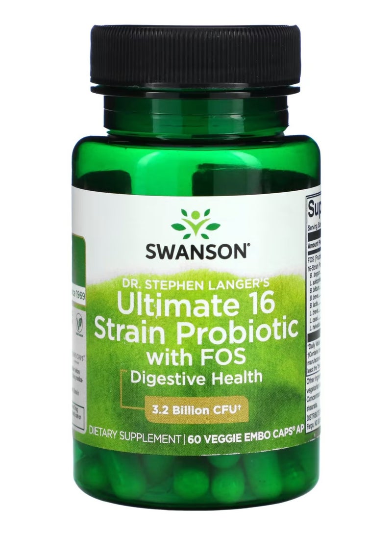 سوانسون عبوة كبسولات مكمل غذائي ألتيمت 16 بتركيبة بروبيوتيك FOS - 60 كبسولة نباتية