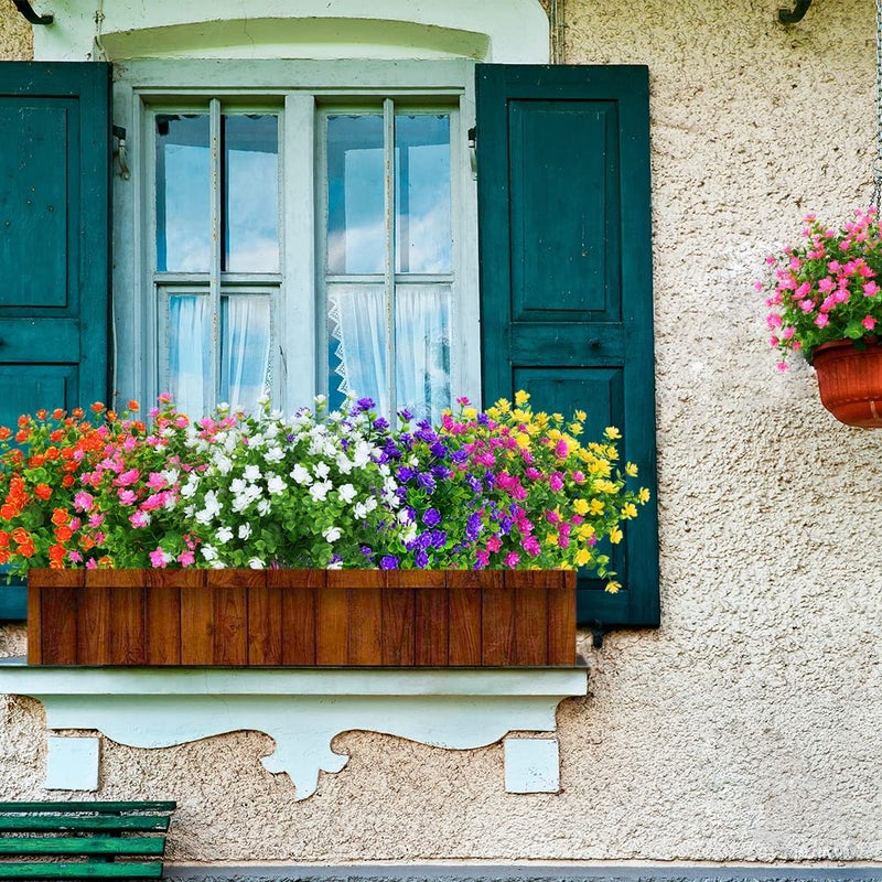 ArtBloom 24 Bundles Outdoor Artificial Flowers UV Resistant Fake Boxwood Plants  Faux Greenery for Indoor Outside Hanging Plants Garden Porch Window Box Home Wedding Farmhouse D?cor (Mix Color) - Image 3