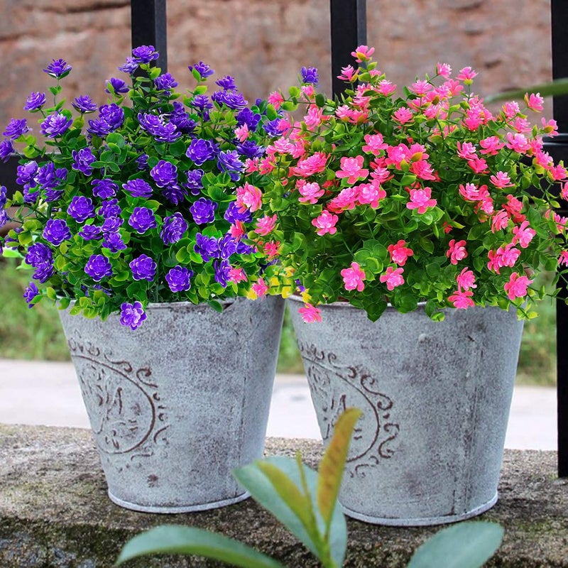 ArtBloom 24 Bundles Outdoor Artificial Flowers UV Resistant Fake Boxwood Plants  Faux Greenery for Indoor Outside Hanging Plants Garden Porch Window Box Home Wedding Farmhouse D?cor (Mix Color) - Image 5