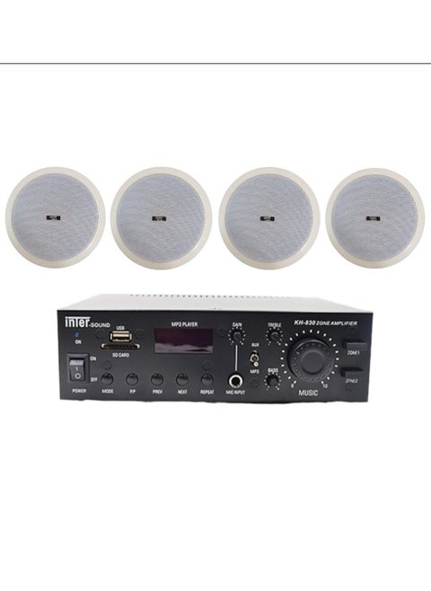 Sound system 4 ceiling speakers with amplifier from Inter Sound