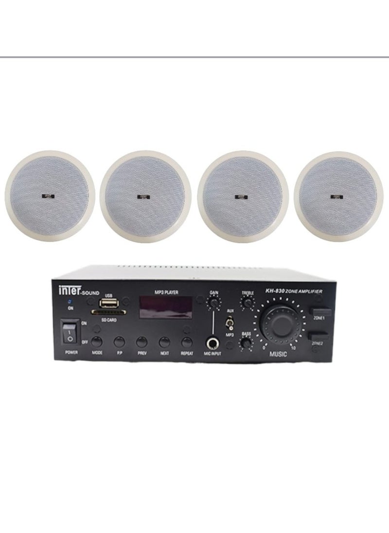 Generic - Sound system 4 ceiling speakers with amplifier from Inter Sound - Image 1