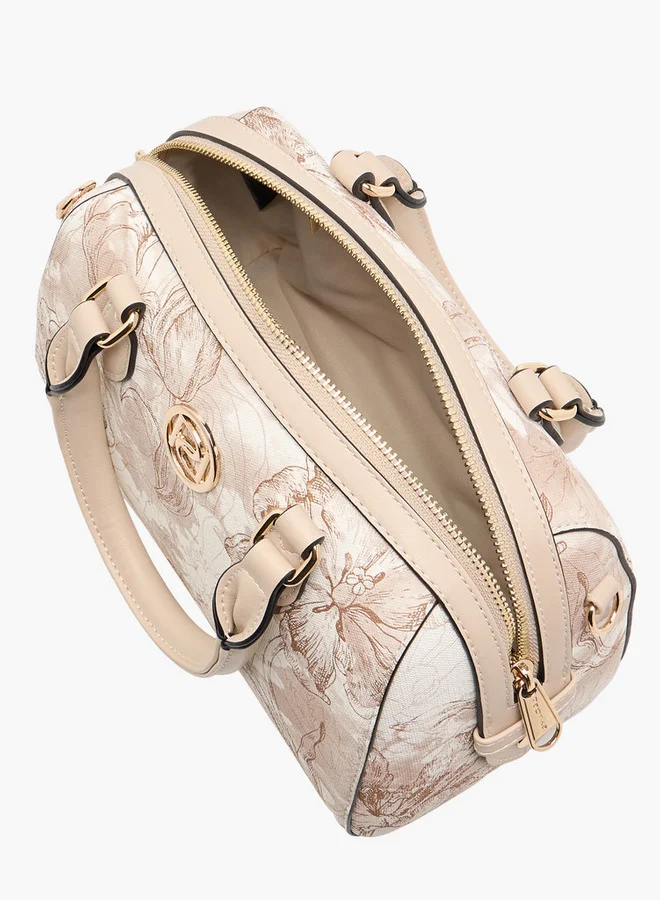 بابريكا Women's Floral Print Tote Bag with Double Handle and Zip Closure