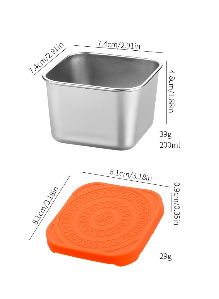 Sauce cup Ketchup snack container with silicone cap leak-proof ounce dipping saucer orange set