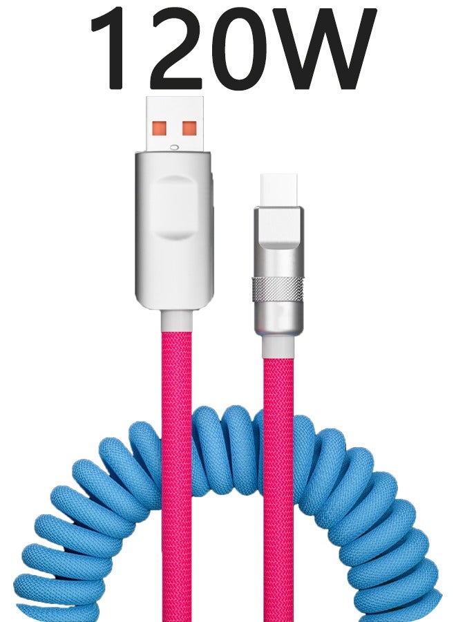 Coiled USB C Cable, Fast Charging 120W USB to Type C Cord Data Sync Spring Charger Cable for iPhone iPad Samsung Galaxy Huawei Honor Xiaomi - Image 1