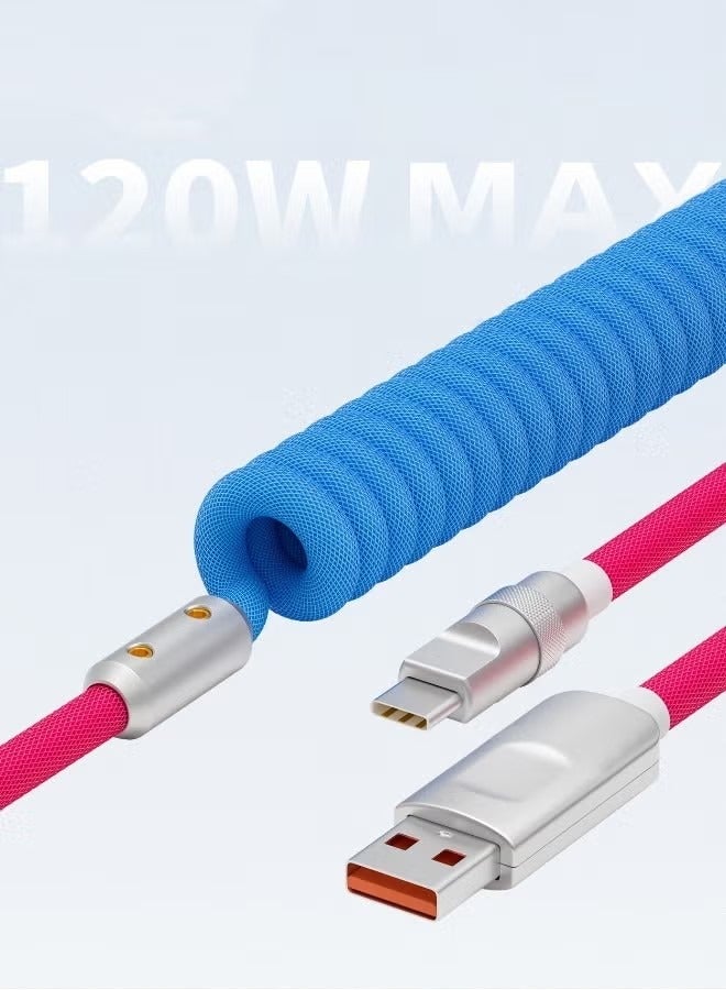 Coiled USB C Cable, Fast Charging 120W USB to Type C Cord Data Sync Spring Charger Cable for iPhone iPad Samsung Galaxy Huawei Honor Xiaomi - Image 4