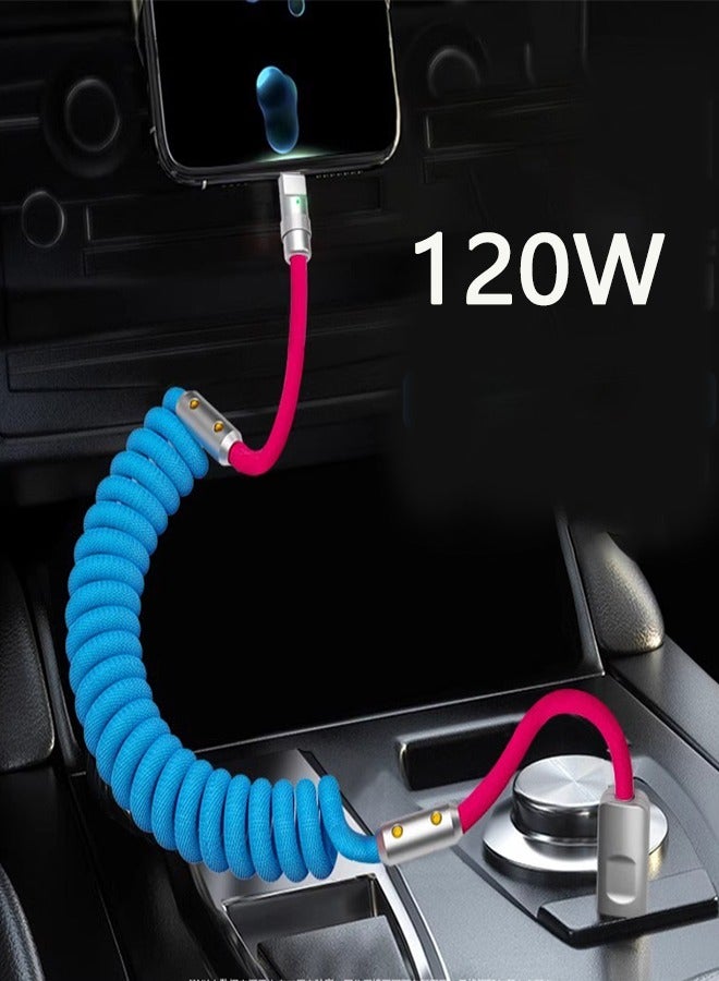 Coiled USB C Cable, Fast Charging 120W USB to Type C Cord Data Sync Spring Charger Cable for iPhone iPad Samsung Galaxy Huawei Honor Xiaomi - Image 2