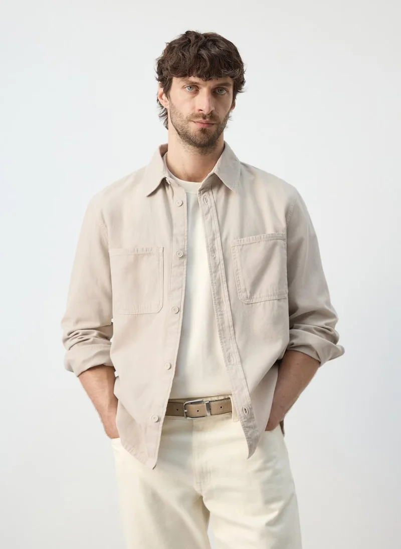 مانجو مان 100% cotton overshirt with pockets
