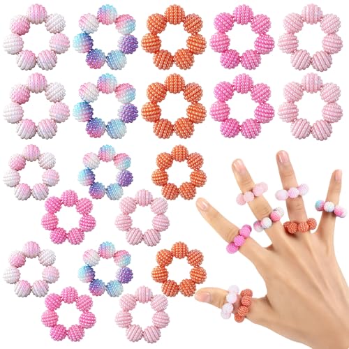 Liliaafar Fidget Ring for Adult Colored Spiky Bead Anxiety Rings Sensory Finger Acupressure Rings for Stress Relief Anxiety Ring Stress Reducer Office Workers 20 PcsClassic Solids - Image 1