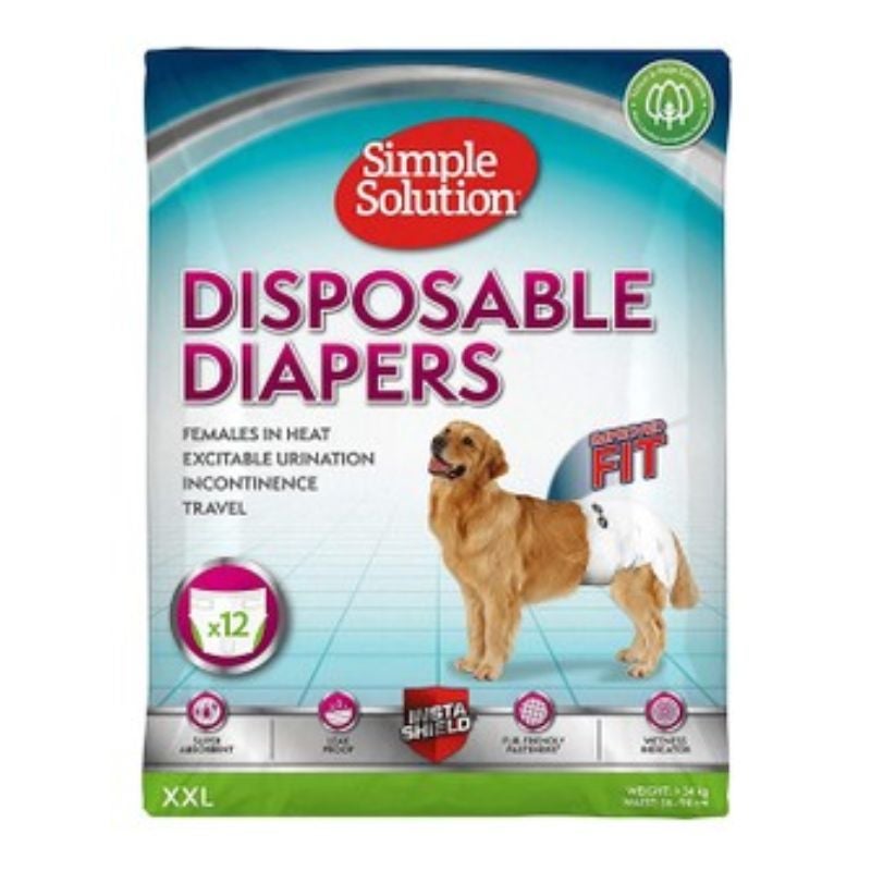 Simple Solution 2XL Diapers (56-94cm) for Dogs (Above 34kg) , 12 per pack