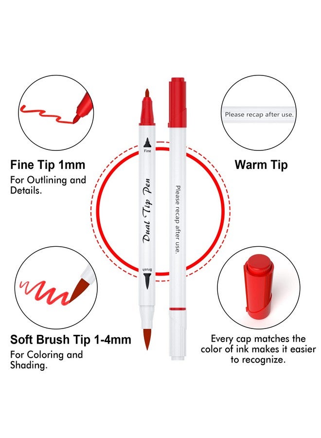 Shuttle Art Dual Tip Brush Pens Art Markers 105 Colors Fine And Brush Dual Tip Markers Set In Portable Case With 1 Coloring Book For Kids Adult Artist Coloring Calligraphy Journal Doodling - Image 4