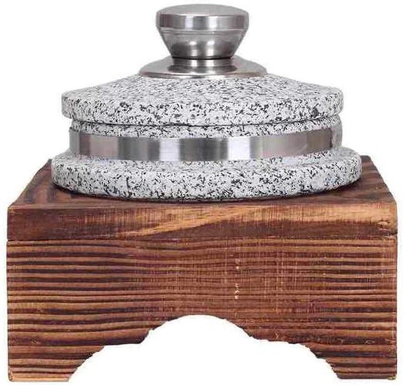 Clay Pot for Korean Cuisine,Ceramic Pot Casserole,Donabe Rice Cooker,Heavy-Duty Granite Stone Bowl with Wood Base,Korean Granit - Image 3