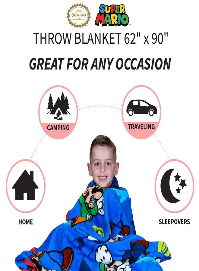 فرانكو بطانية فرانكو كيدز بيدينج فائقة النعومة، بتصميم سوبر ماريو، AB0518، مقاس 62 × 90 بوصة - Image 3