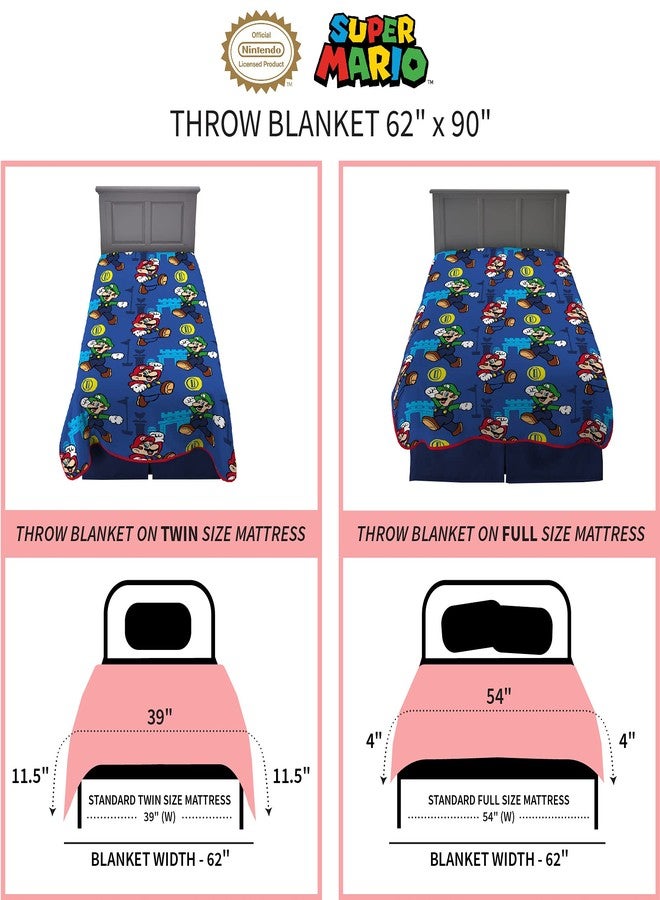 فرانكو بطانية فرانكو كيدز بيدينج فائقة النعومة، بتصميم سوبر ماريو، AB0518، مقاس 62 × 90 بوصة - Image 5