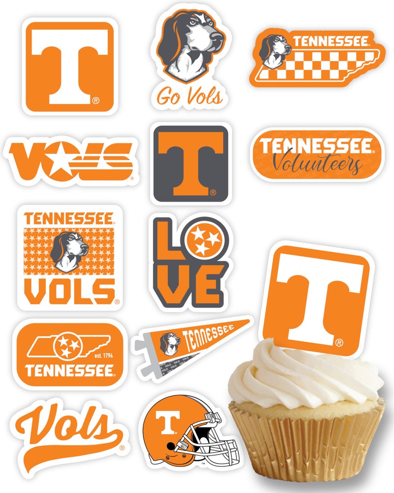 PartyKandy University of Tennessee Cupcake Toppers (24 Pcs) Tennessee Vols Party Supplies for Football Tailgating  Birthday Party  Graduation Decorations  Tennessee Bound Party Decorations (Tennessee Volunteers) - Image 1