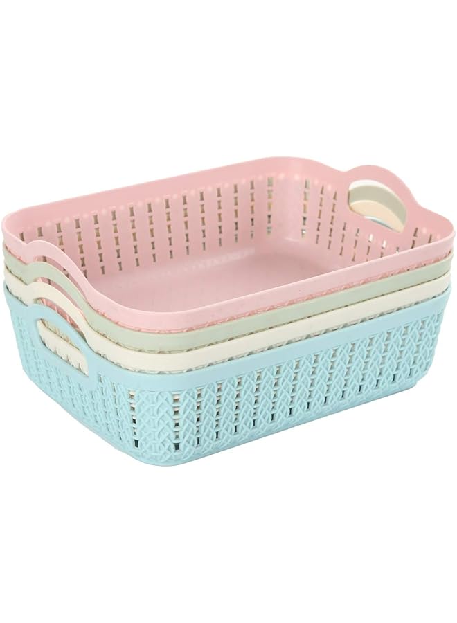 Zaboon 4-Piece Multicolour Plastic Storage Basket - Image 1