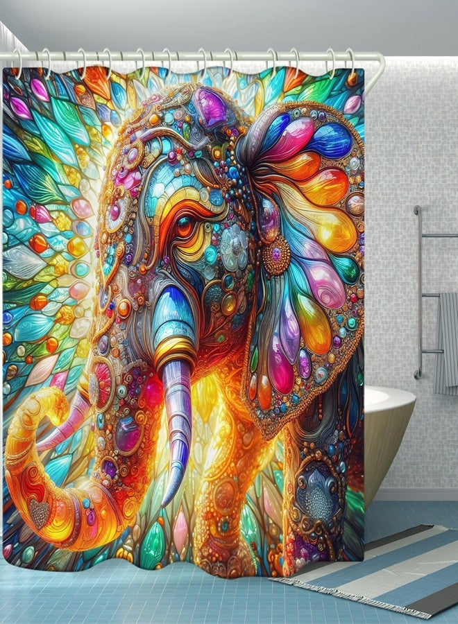 LYFANS Bathroom Jewel Elephant 3D Shower Curtains, Luxury Bathtub Standard Shower Curtain, Waterproof and Bright Fabric Shower Curtain, Size (72x72 Inches) - Image 4