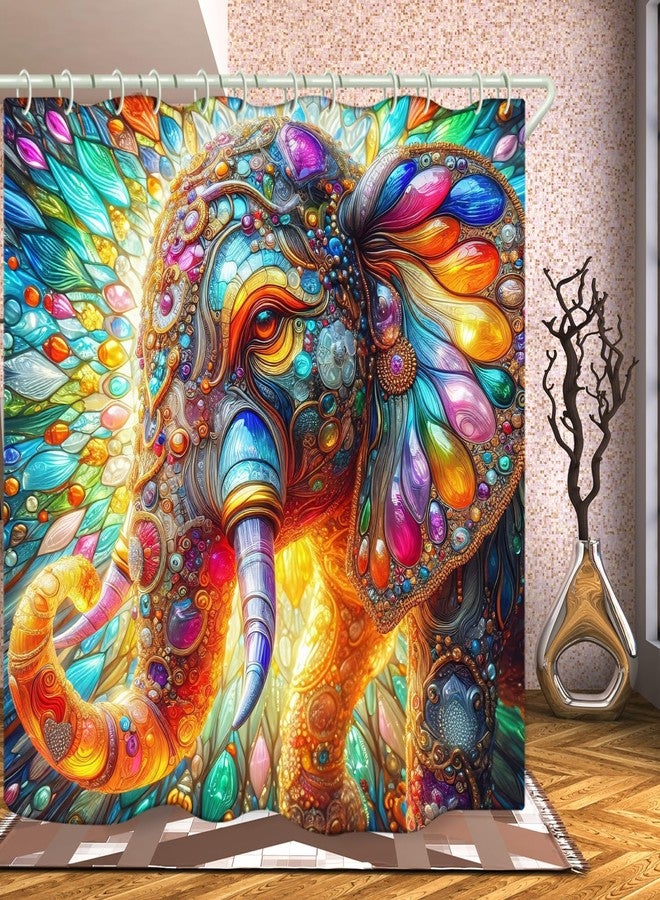 LYFANS Bathroom Jewel Elephant 3D Shower Curtains, Luxury Bathtub Standard Shower Curtain, Waterproof and Bright Fabric Shower Curtain, Size (72x72 Inches) - Image 3