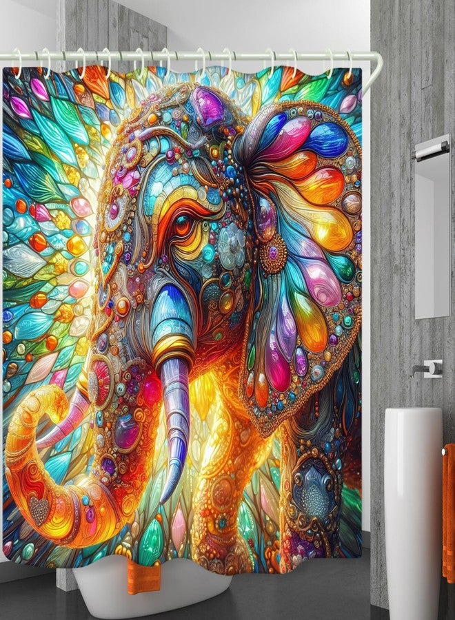 LYFANS Bathroom Jewel Elephant 3D Shower Curtains, Luxury Bathtub Standard Shower Curtain, Waterproof and Bright Fabric Shower Curtain, Size (72x72 Inches) - Image 2