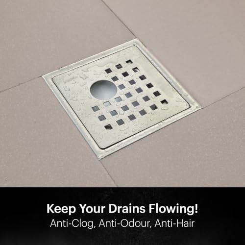 Johnson Bathrooms Johnson Rio 6x6 inches Square Floor Drain with Hole| SS304 Grade Floor Trap Jali/Drain Cover| Anti-Rust, Matt/Satin Finish | 2 Yr Warranty (T7181S21 - Stainless Steel) - Image 2