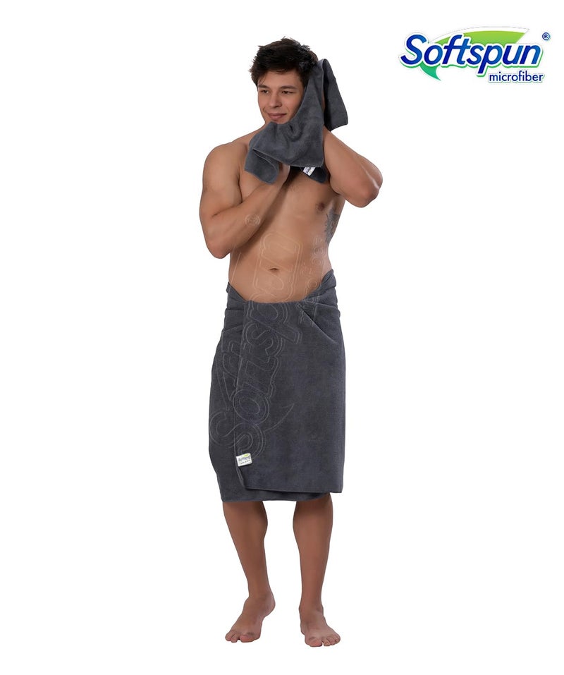 SOFTSPUN Microfiber Hair & Face Care Bath Towel 5 pc 40x60cm 340 GSM Grey Ultra Absorbent Super Soft & Comfortable, Quick Drying for Men & Women Daily Use (Pack of 1, Extra Large Size, Unisex) - Image 4