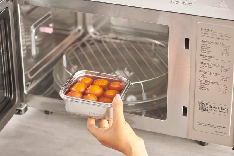 Celltone Fridge to Oven Microwave Safe Stainless Steel Reusable Food Storage Containers with LeakProof and Airtight Lids Square 850 ML - Image 2