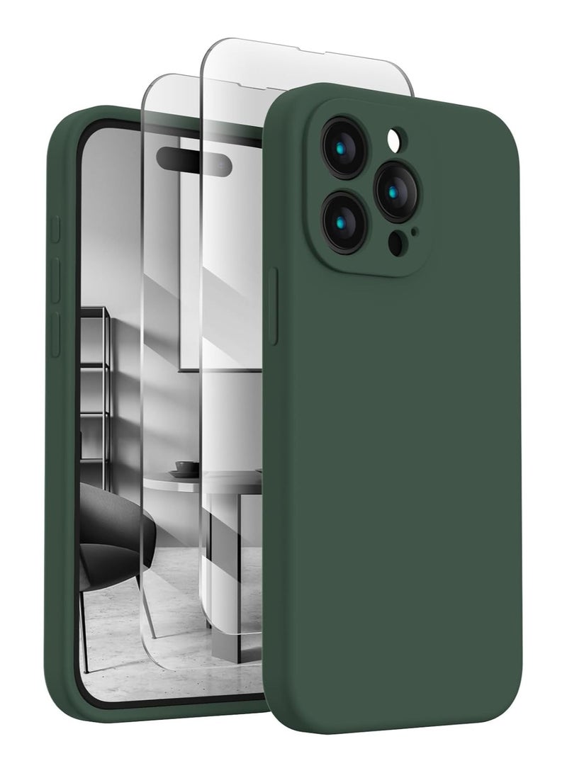 إلترازون Designed for iPhone 15 Pro Max Case, Silicone Upgraded [Camera Protection] for iPhone 15 ProMax Case with [2 Screen Protectors], Anti-Scratch Microfiber Lining, 6.7 inch, Alpine Green - Image 1