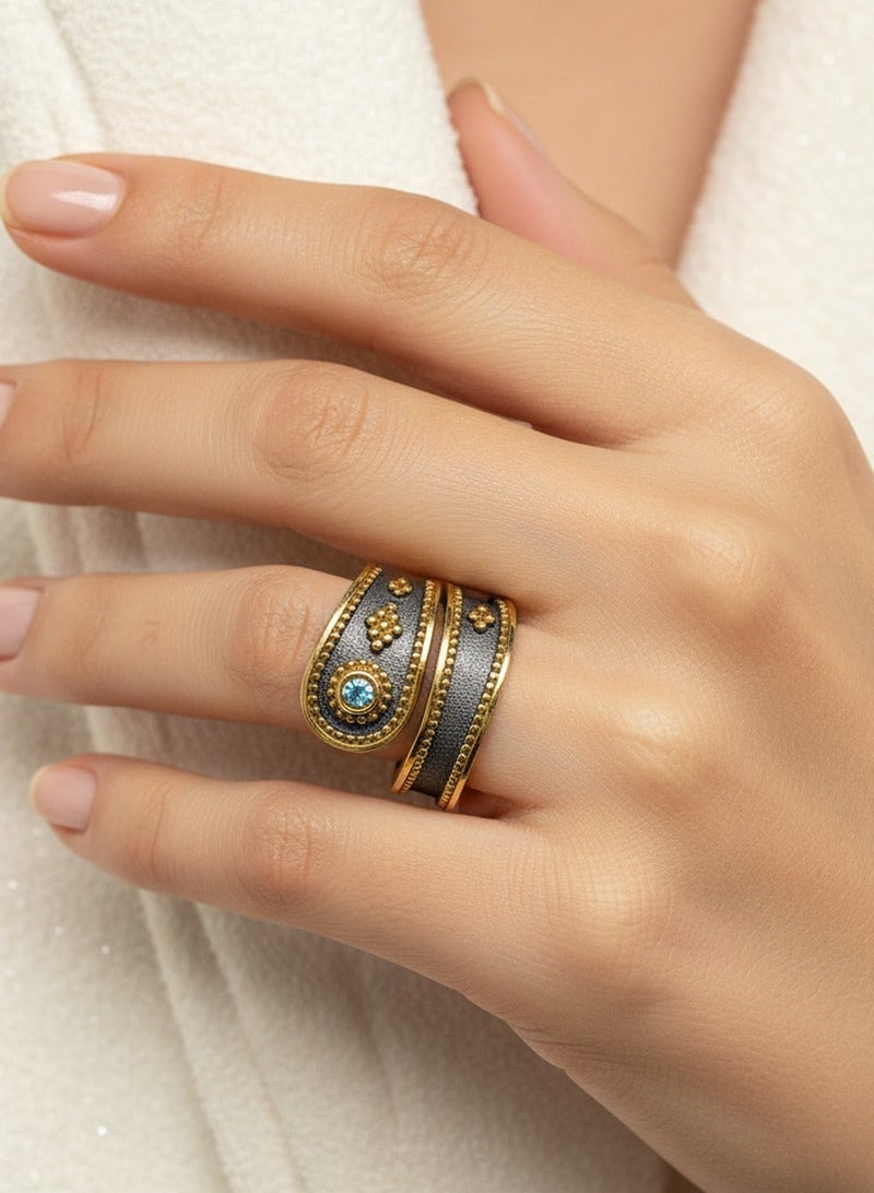 BTC ELLA - Silver Ring Gold Plated (SIL0524) - Image 1