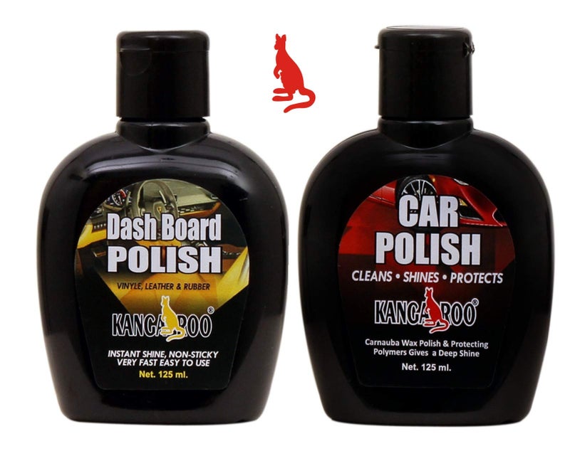 Kangaroo® CAR Polish 125 ML + Dashboard Polish 125 ML + Two Foam Pads - Image 1