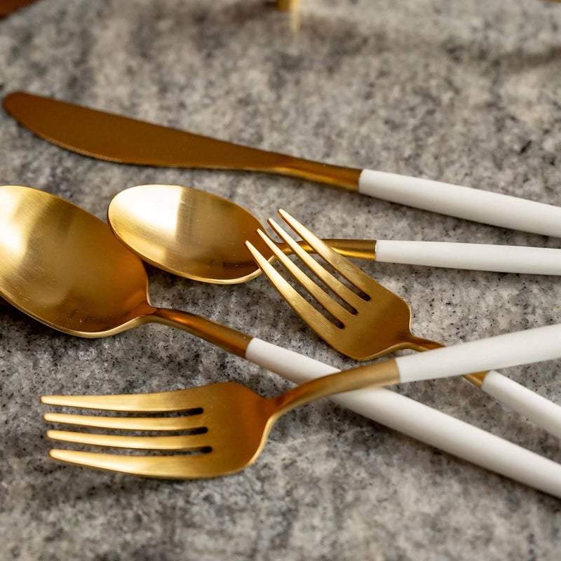 Cambridge 306320Ckg12Ds Mazzy Gold With WhiteHandle 20Piece Flatware Set - Image 5