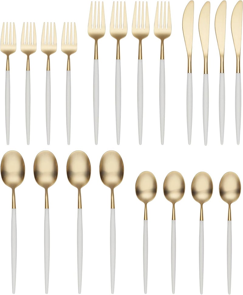 Cambridge 306320Ckg12Ds Mazzy Gold With WhiteHandle 20Piece Flatware Set - Image 2