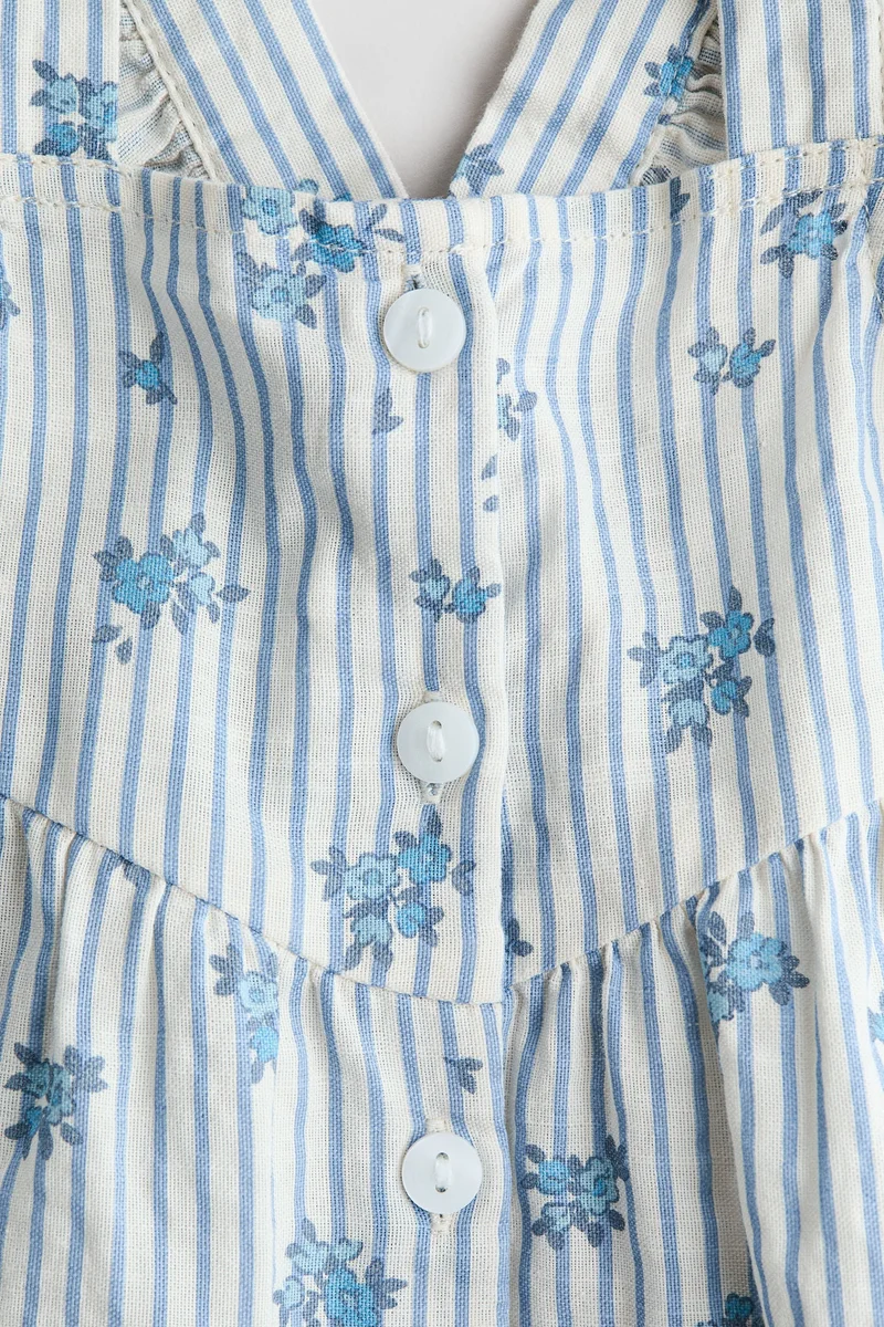 اتش اند ام فستان قطني بحواف مكشكشة