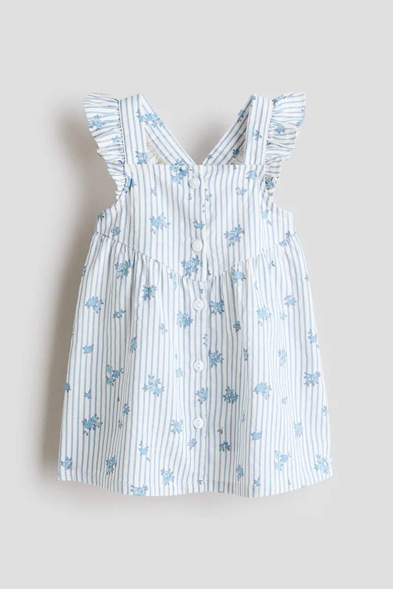 اتش اند ام فستان قطني بحواف مكشكشة