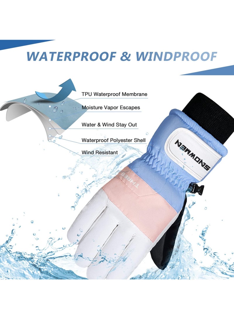 SYOSI Ski Gloves, Winter Gloves Snow Gloves for Cold Weather Snowboard Gloves Waterproof Thermal Gloves Touchscreen - Image 3