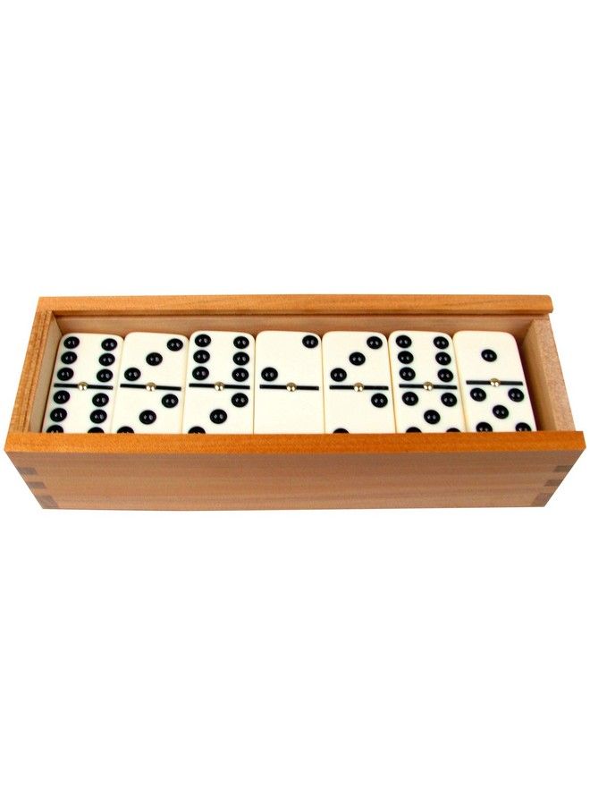 Hey! Play! Dominoes Set 28 Piece Doublesix Ivory Domino Tiles Set Classic Numbers Table Game With Wooden Carrying/Storage Case By Hey! Play! (24 Players) Brown - Image 4