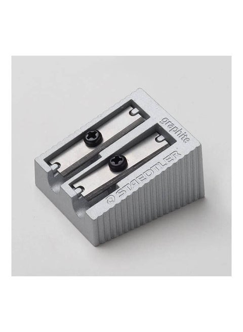 Metal Double Hole Sharpener Silver