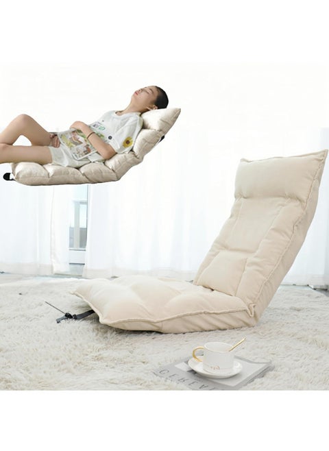 Floor Chair Folding Lazy Sofa Folding Lazy Floor with Back Support,Cushion Lazy Couch Lounge Tatami Lounger Floor Seat Couch Recliner,Padded Sleeper Bed,Couch Recliner,Home Office Reading (beige)