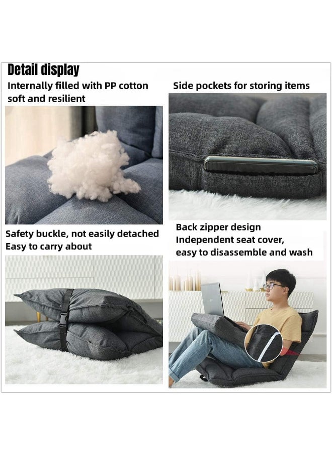 Floor Chair Folding Lazy Sofa Folding Lazy Floor with Back Support,Cushion Lazy Couch Lounge Tatami Lounger Floor Seat Couch Recliner,Padded Sleeper Bed,Couch Recliner,Home Office Reading (beige)