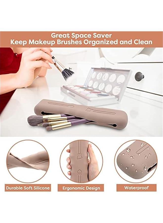 فايلكس 4 قطع م حامل اسفجة فرش المكياج م و، غطاء  لفرش المكياج، حامل تجفيف الشفط، مظم فرش المكياج للسفر لطيف ومحمول زري  ي فاتح) - Image 2