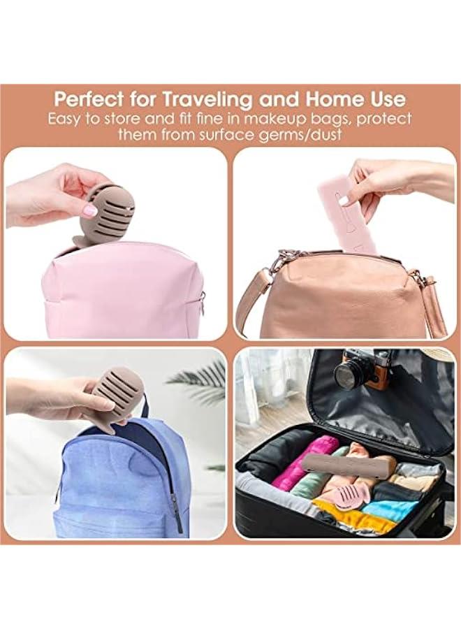 فايلكس 4 قطع م حامل اسفجة فرش المكياج م و، غطاء  لفرش المكياج، حامل تجفيف الشفط، مظم فرش المكياج للسفر لطيف ومحمول زري  ي فاتح) - Image 5